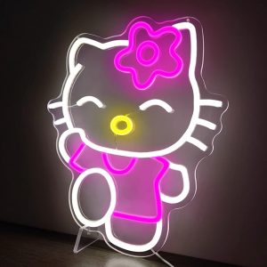 Neon Sign Dimmable Kitty Signs Kawaii Cat Anime Neon Led Sign Room Decor Lights for Girl's Room Child Bedroom Birthday Halloween Christmas Gift 14.7’’x12.5’’ Visit the Cheunyar Store